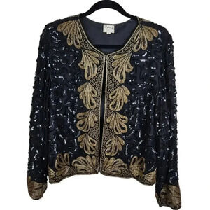 Stenay Vintage Silk Sequin Jacket and Skirt‎ Velvet Cami Size Large
